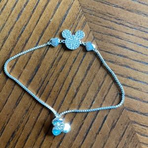 Silver plated with white crystals Mickey Mouse